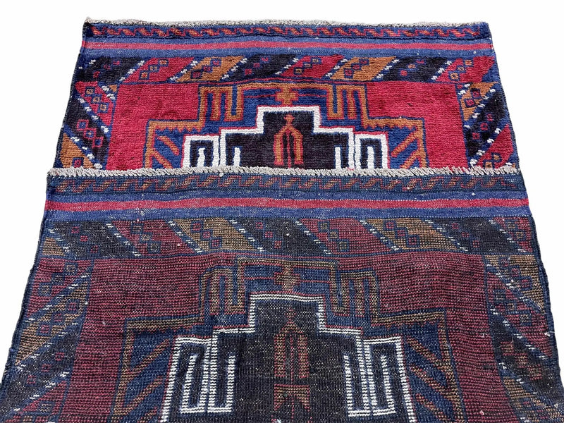 3 X 5 Vintage Handmade Tribal Wool Rug Balouchi Rug Afghan Rug Red Beige Nice by Jewel Rugs