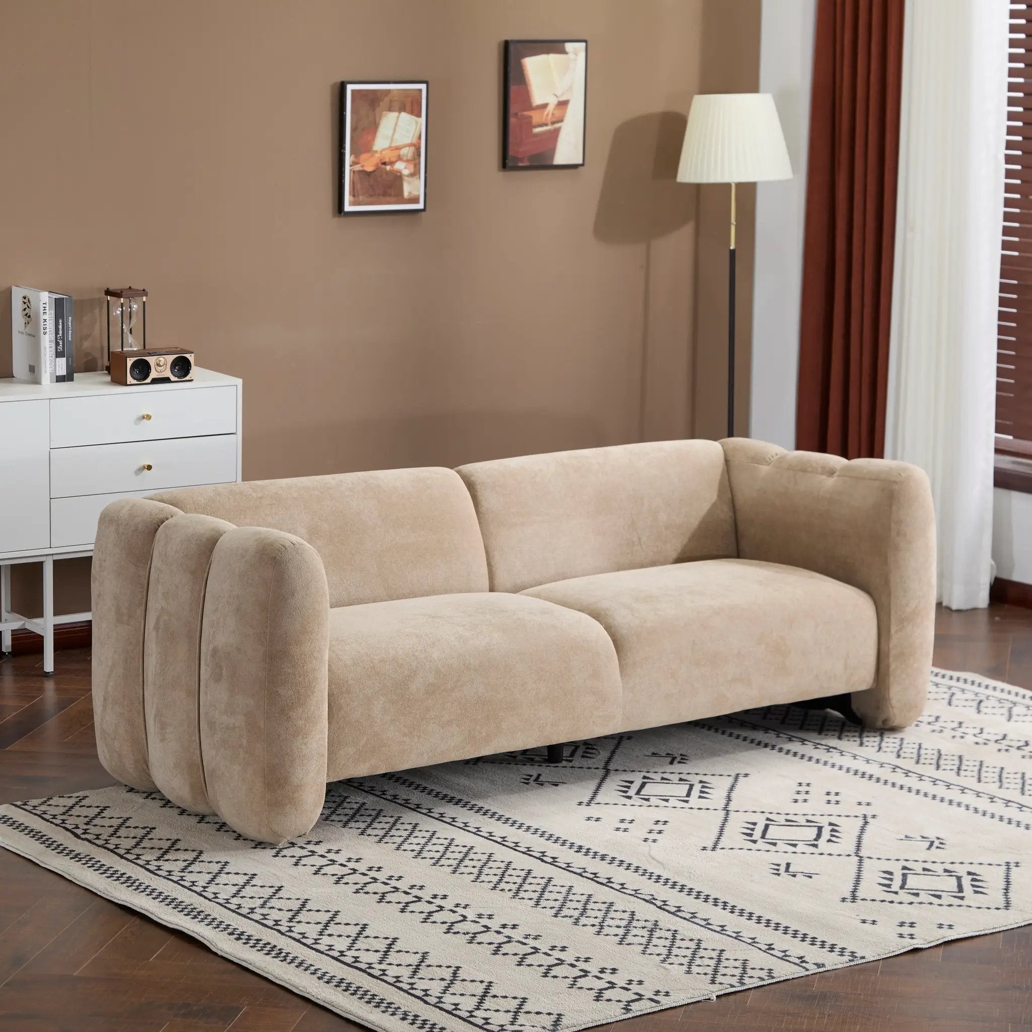 Tonson 83" 3-Seater Velvet Sofa, Wave Design by HouseOfZazla