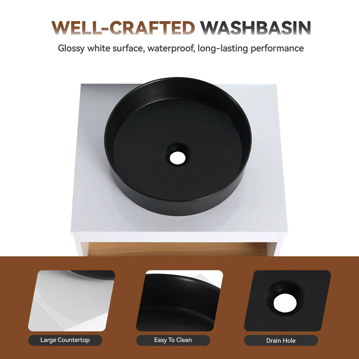 Floating Bathroom Vanity With Glossy Round Vessel Sink by HouseOfZazla