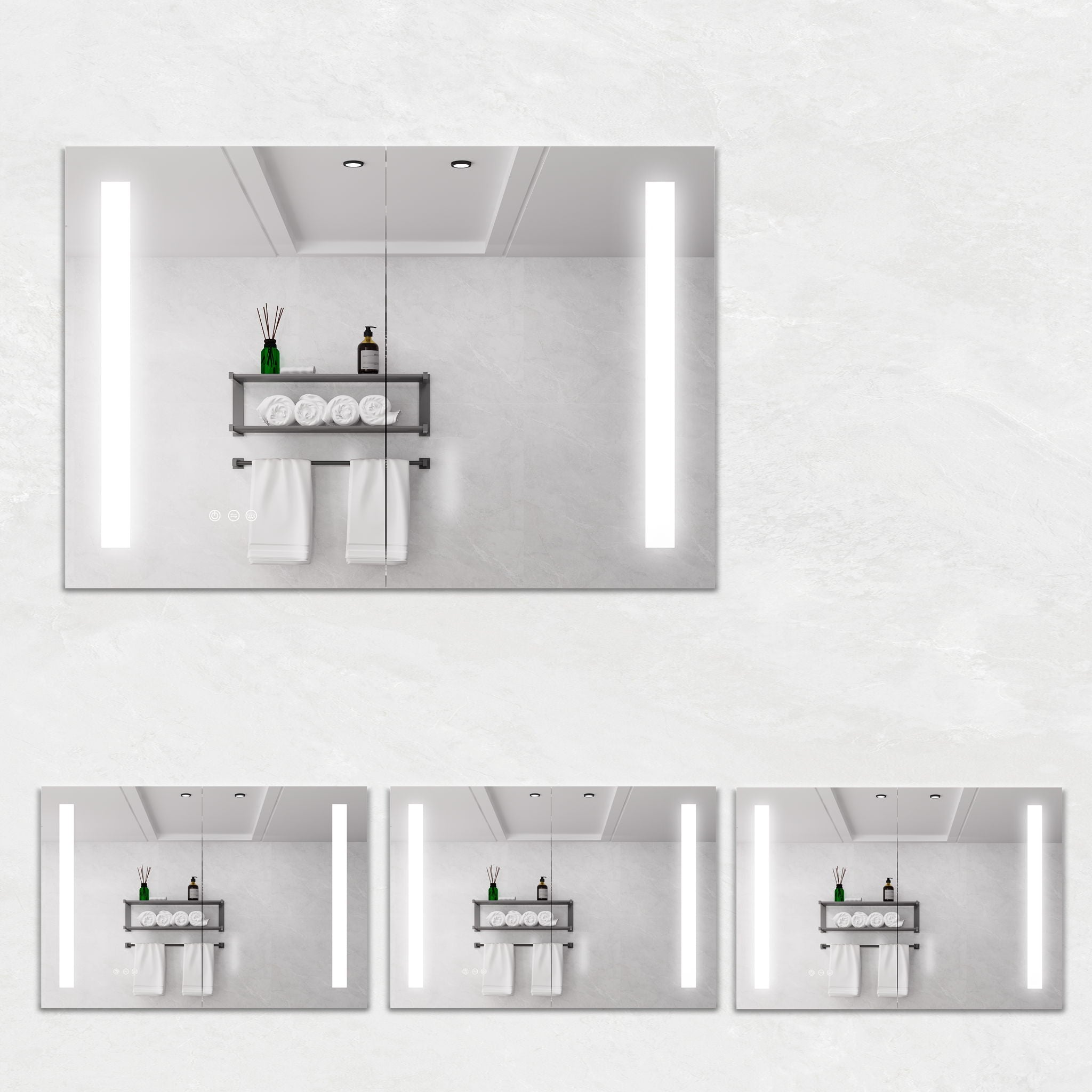 LED Medicine Cabinet With Mirror, Double Door With Defogger, Dimmer, Surface Mount by HouseOfZazla