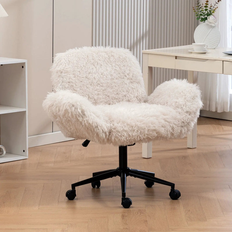 Swivel Chair With Adjustable Armrests And Wheels For Home Office - Beige by HouseOfZazla