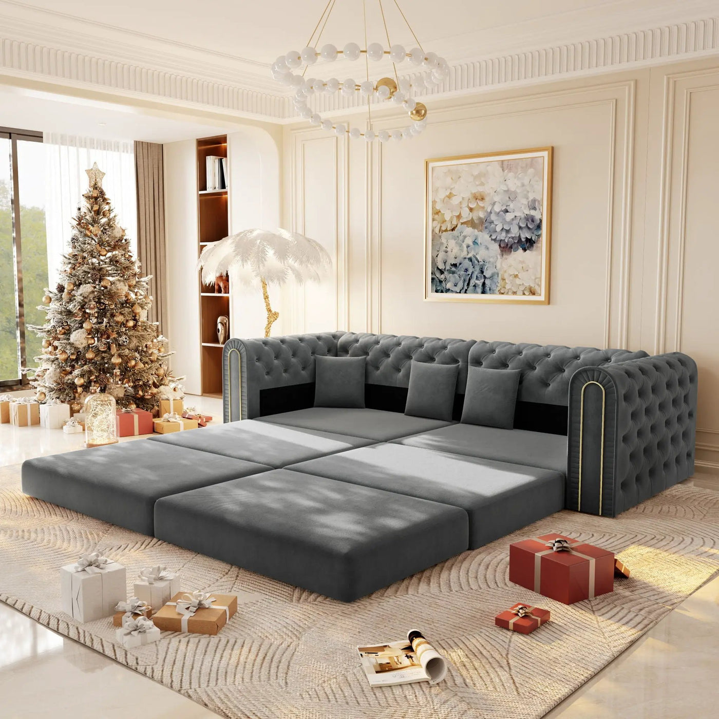 3-In-1 Convertible Sleeper Sofa With Movable Ottoman For Living Room by HouseOfZazla