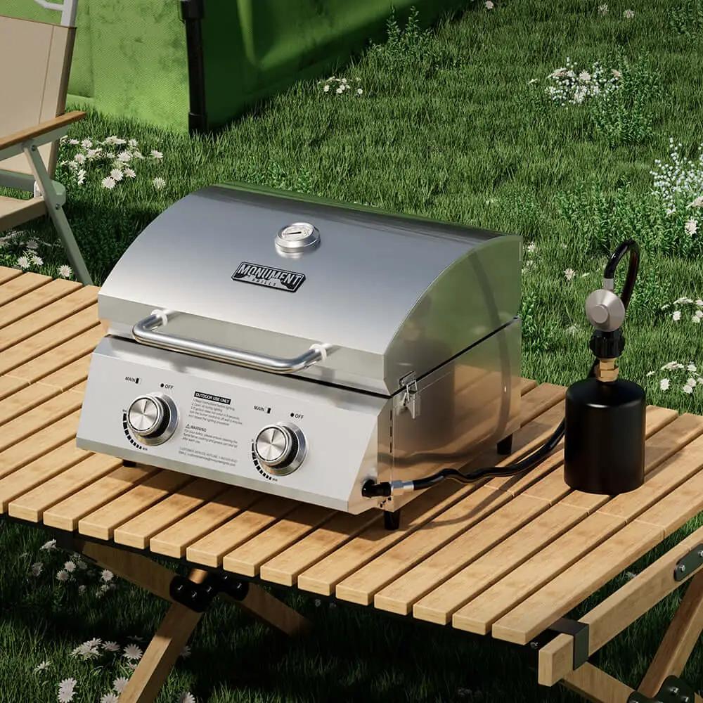 13742 | Stainless Tabletop Propane Gas Grill by Monument Grills