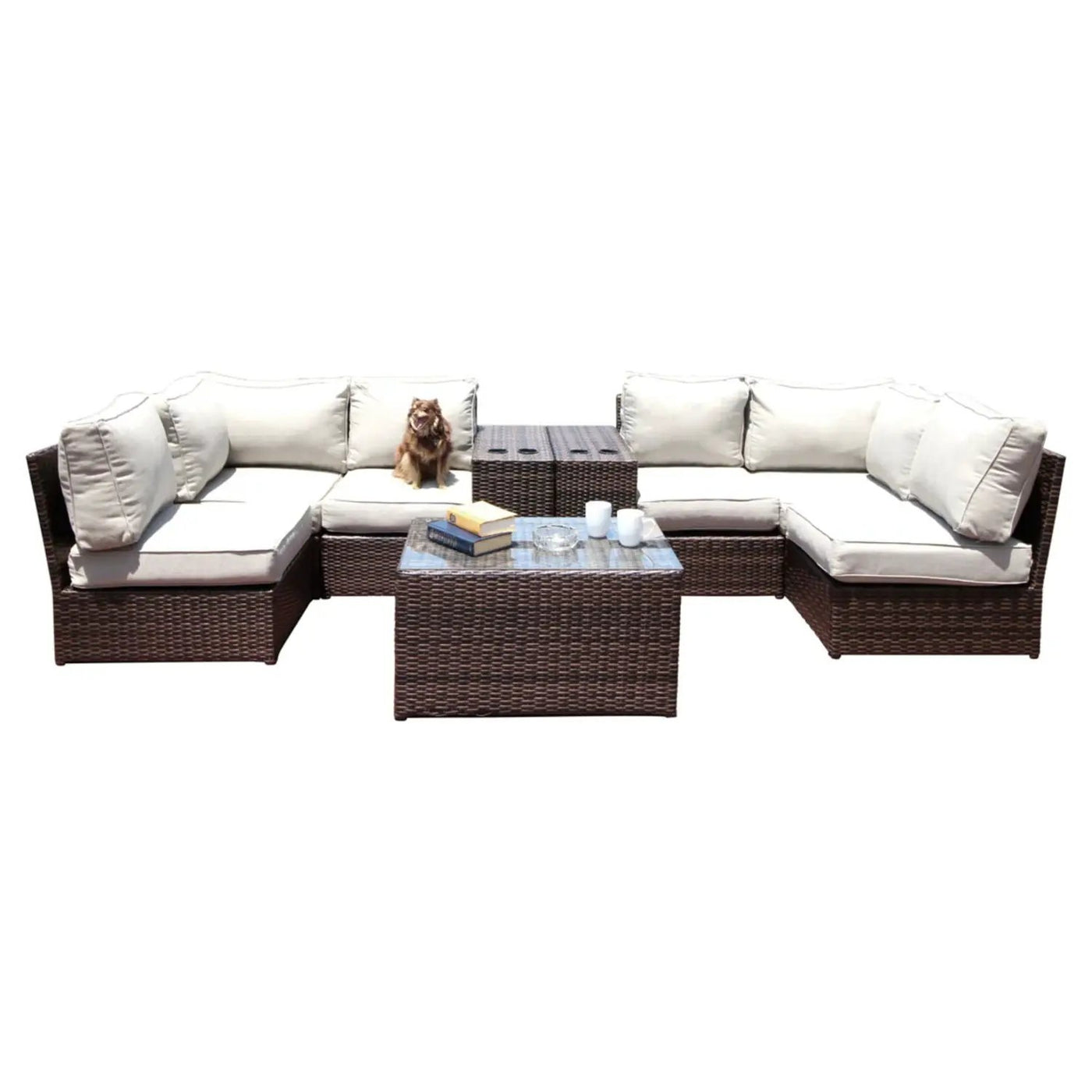 Comfortable Modern Patio Rattan Sectional Set With Cushions by Unique Piece Furniture