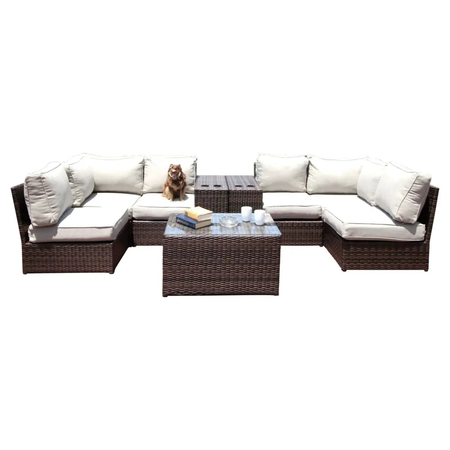Comfortable Modern Patio Rattan Sectional Set With Cushions by HouseOfZazla