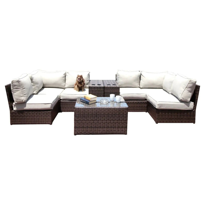 Comfortable Modern Patio Rattan Sectional Set With Cushions by HouseOfZazla