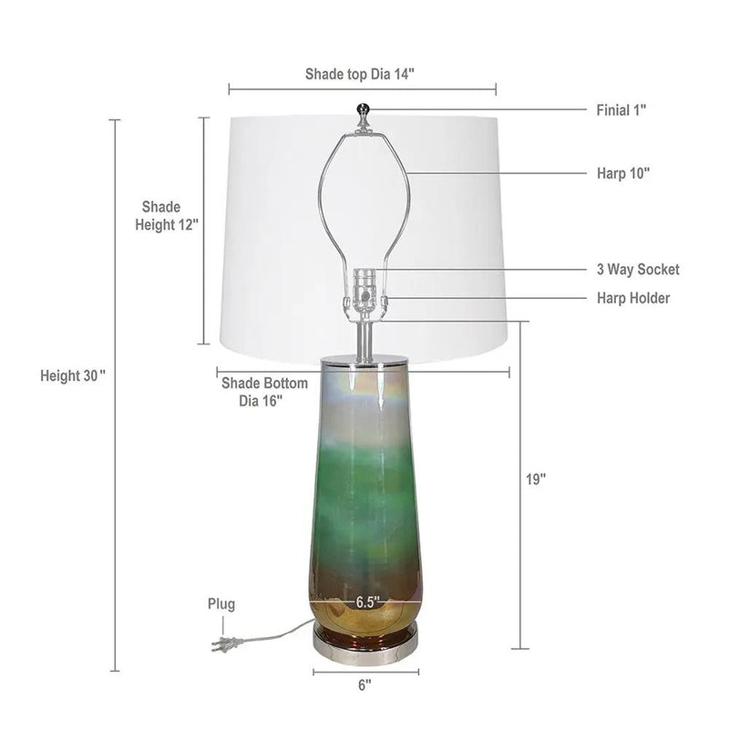 D16x30 Glass Table Lamp by HouseOfZazla