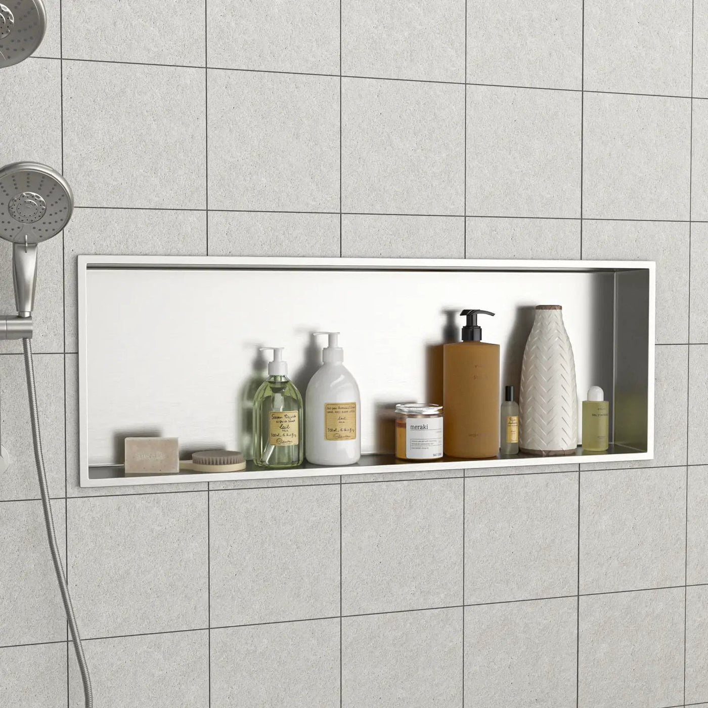 Stainless Steel Shower Niche With Seamless Design For Bathroom Storage by HouseOfZazla