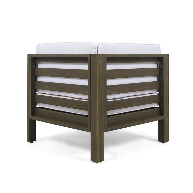 OANA Outdoor Wooden Sectional Set with Cushions, White by HouseOfZazla