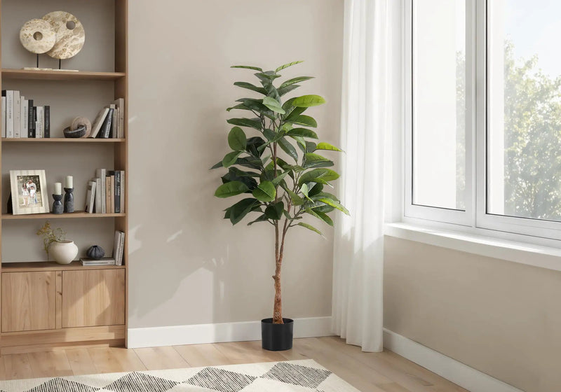 52" Tall Artificial Rubber Tree Plant - Indoor Faux Greenery by HouseOfZazla