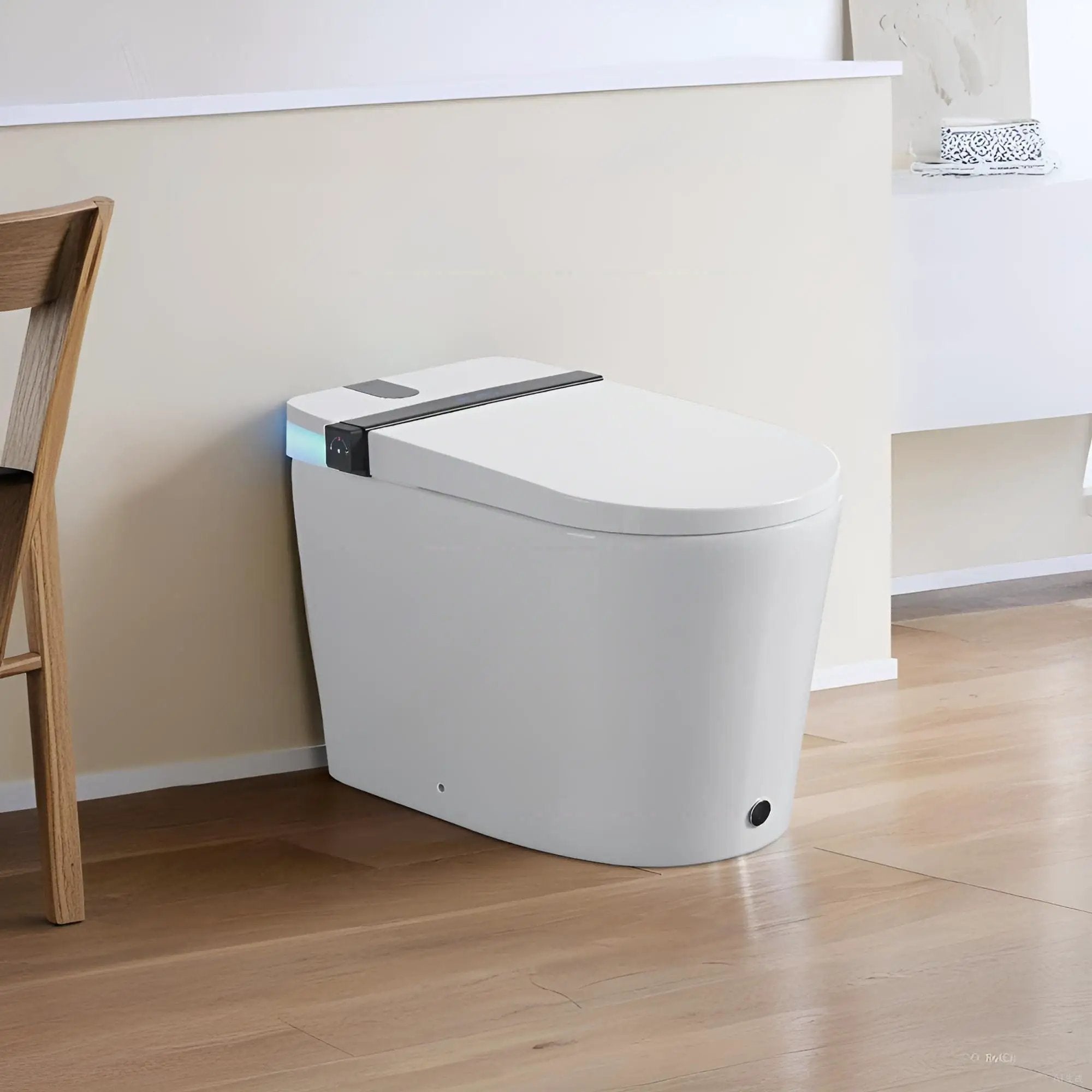Smart Toilet With Bidet Seat Built In, Auto Open / Close Seat, Foot Sensor, LED Display - White by HouseOfZazla