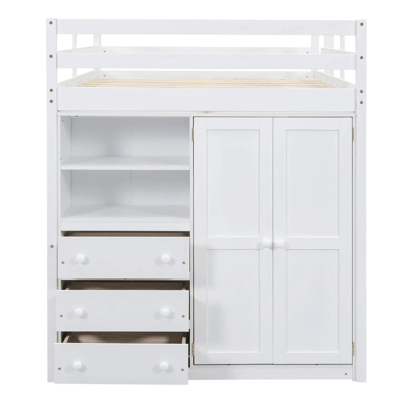 Loft Bed With Built In Wardrobe, Shelves And Drawers by HouseOfZazla