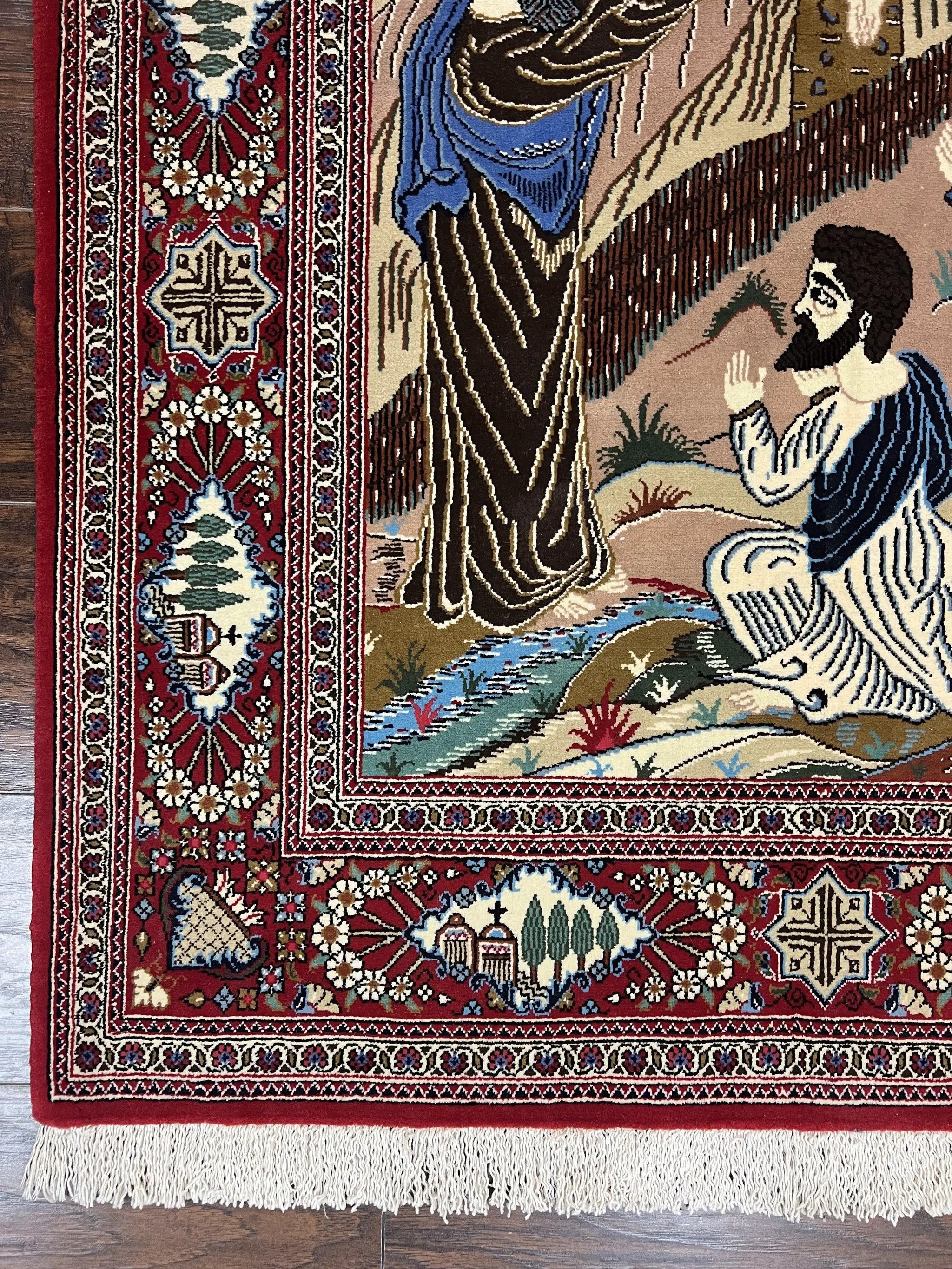 Persian Kashan Pictorial Rug 3x5 - Jesus on Cross by Jewel Rugs