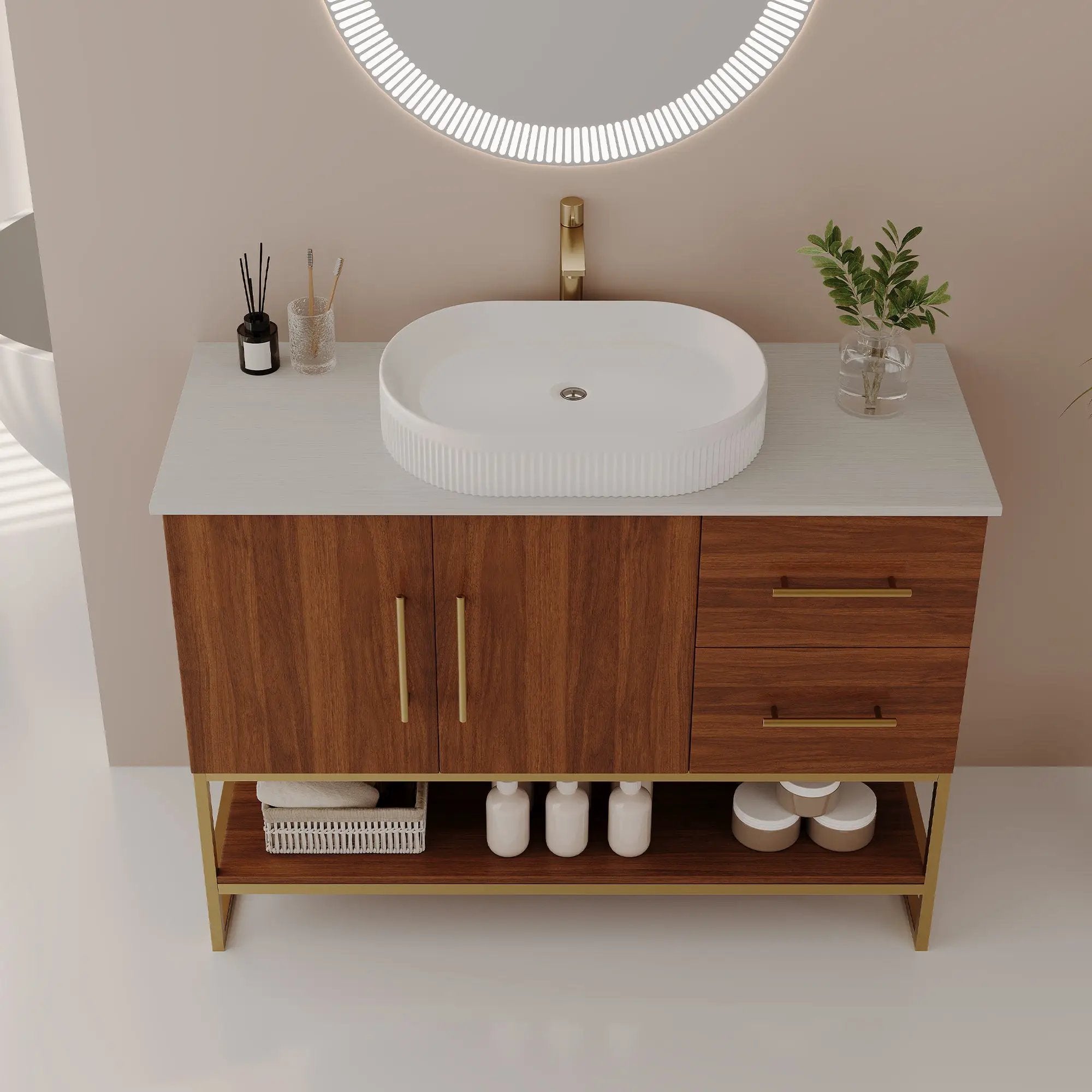 36" Modern Bathroom Vanity with Ceramic Vessel Sink by HouseOfZazla
