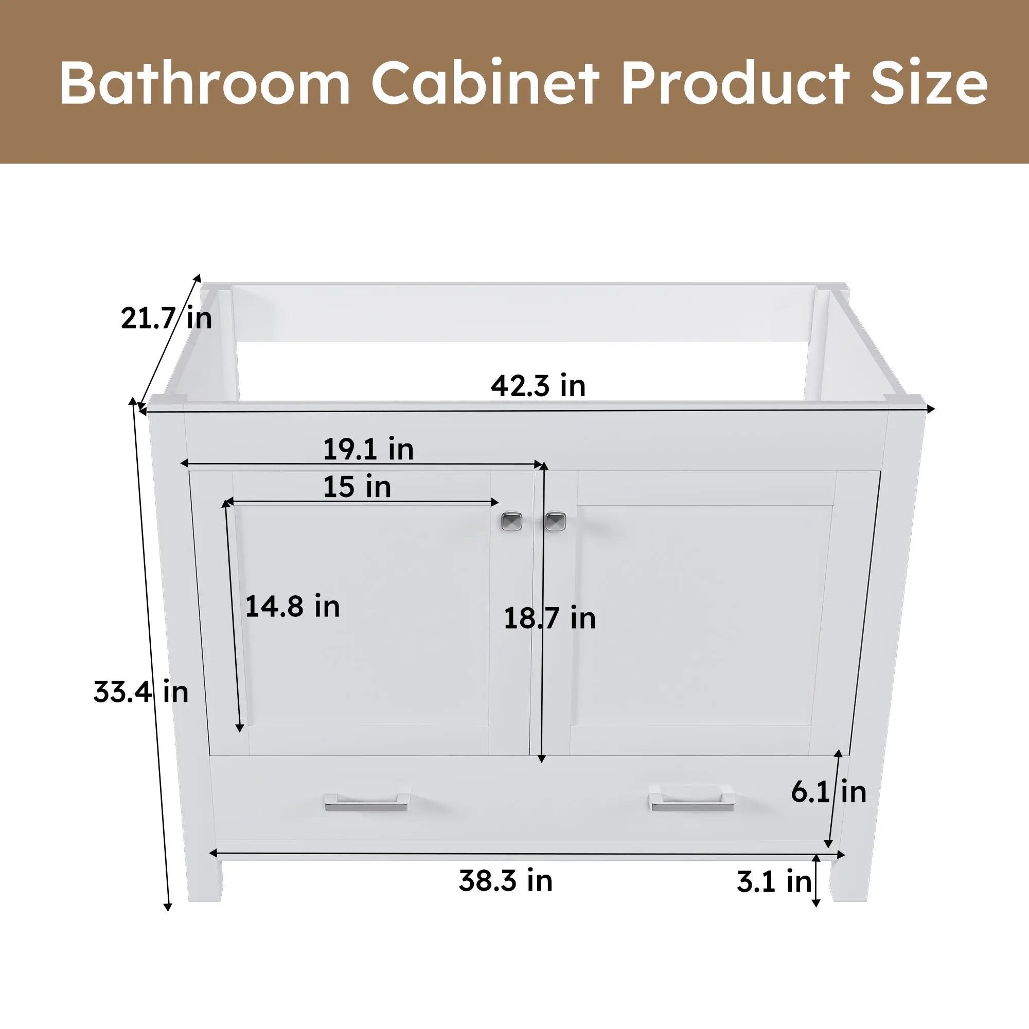 42" Bathroom Vanity Base With Doors And Drawer - White by HouseOfZazla