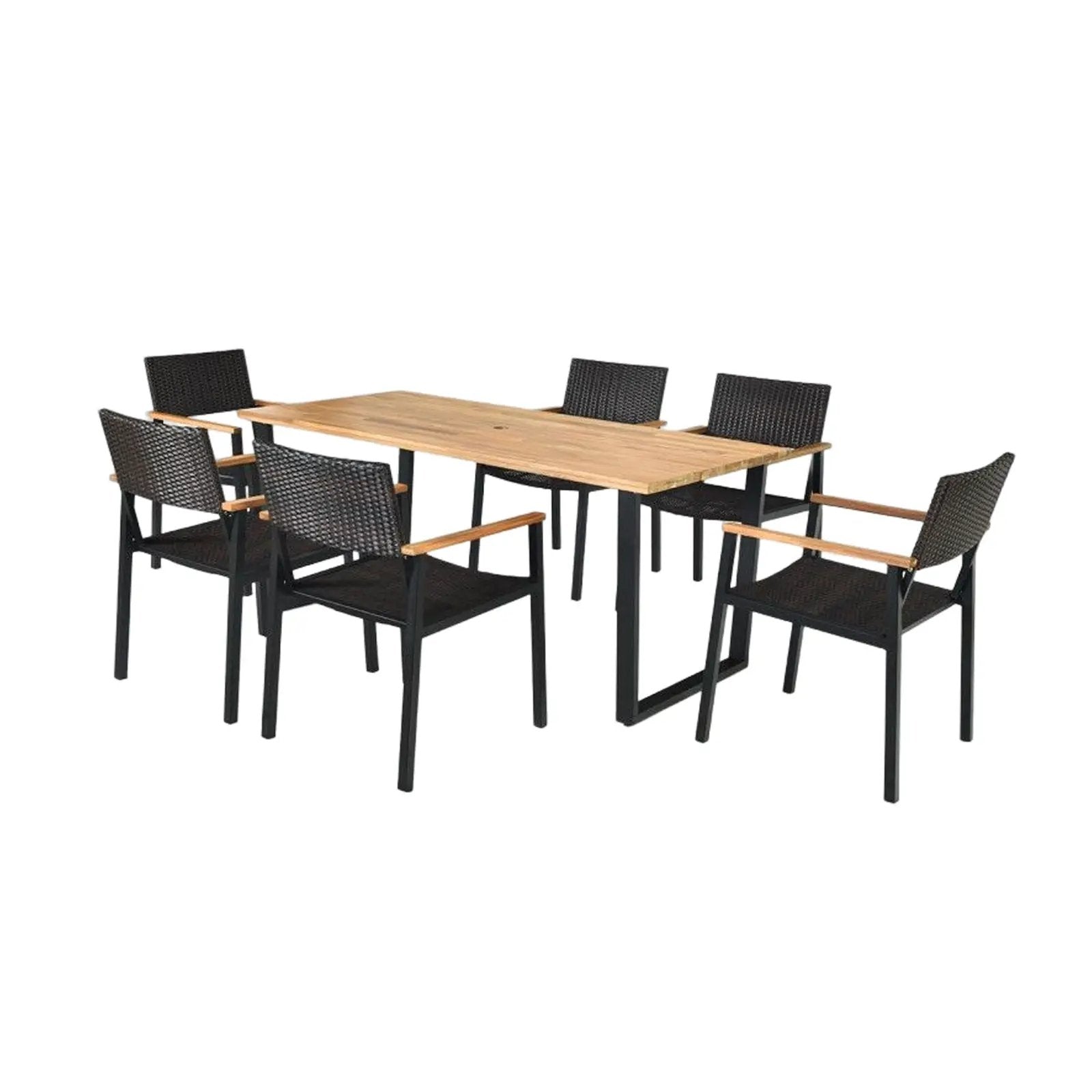 Patented 7 Pieces Outdoor Dining Set with Large Acacia Wood Table Top by DirectDeals