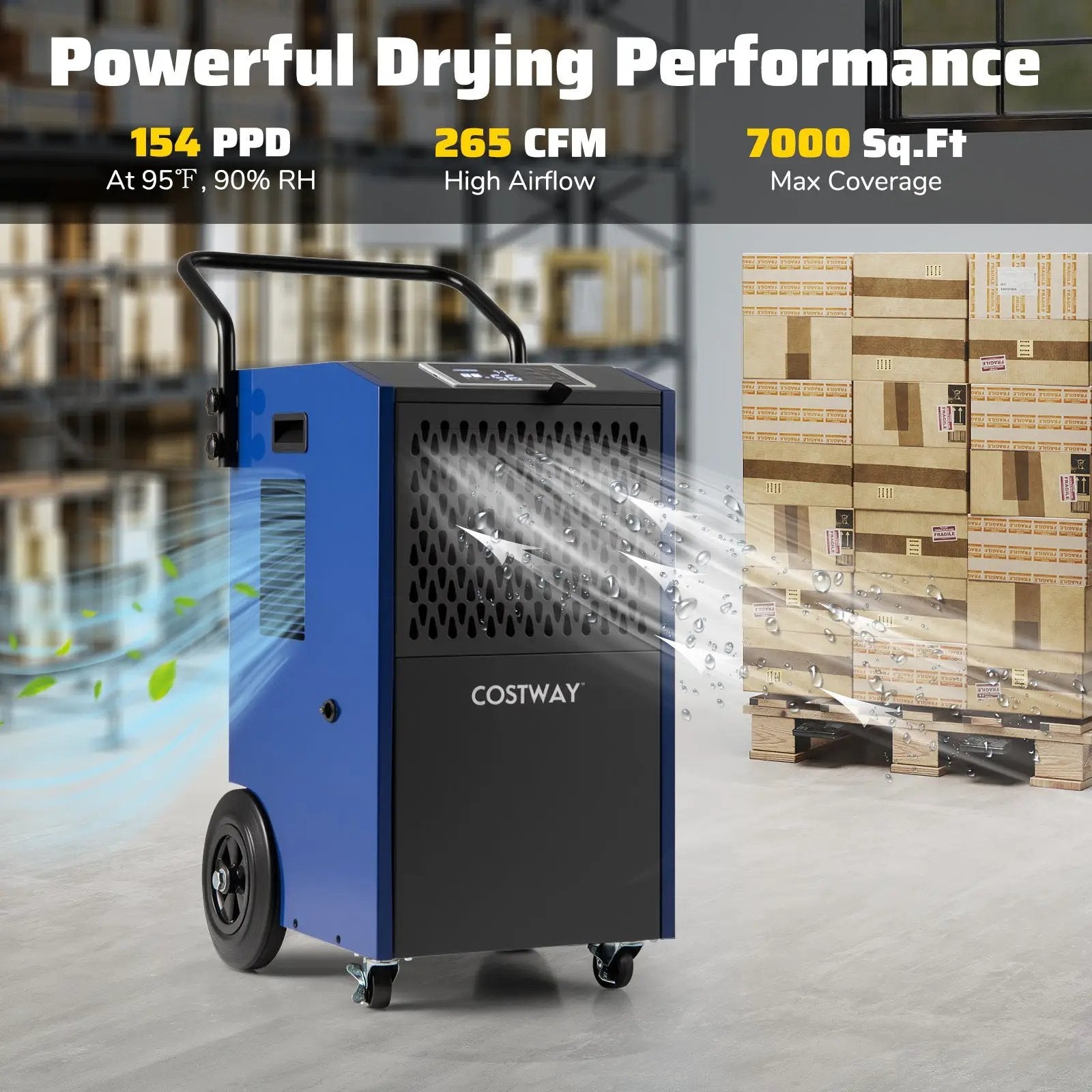 154 Pints Commercial Dehumidifier with Pump and Drain Hoses by DirectDeals
