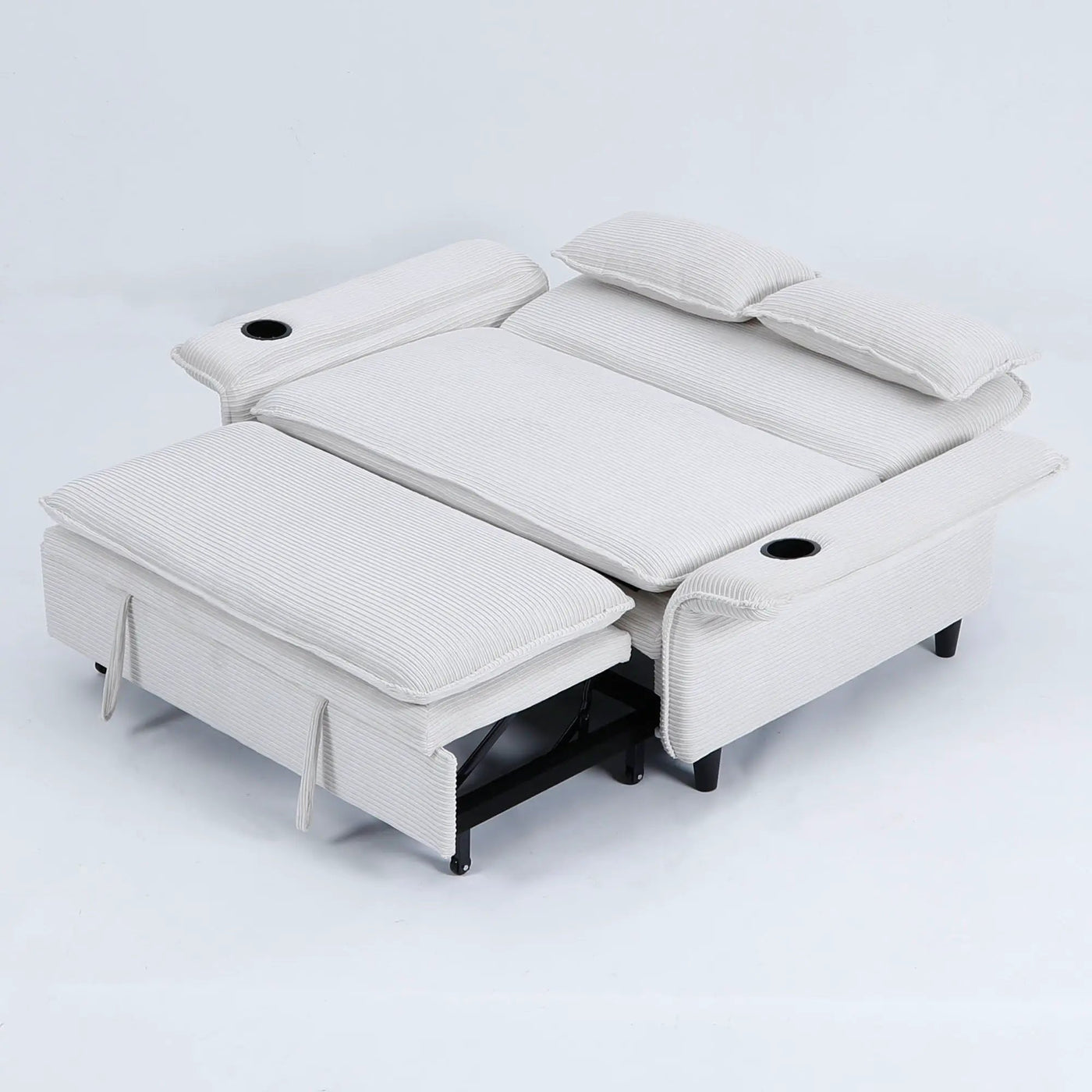 Modern Fabric Multi-Functional Sofa Bed With Adjustable Armrests And Backrests by HouseOfZazla