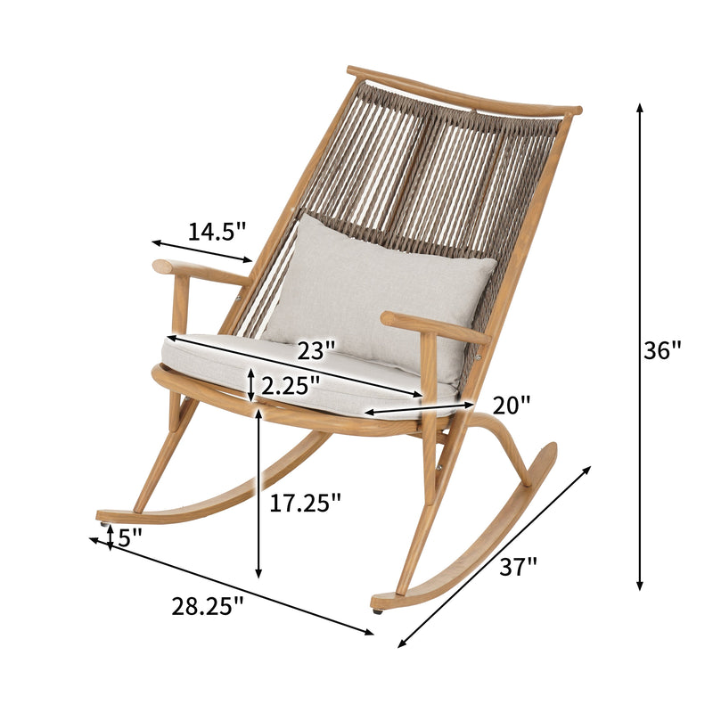 Coordinated Rocking Chair & Concrete-Acacia Side Table Set - Light Gray, photo 9 of 10