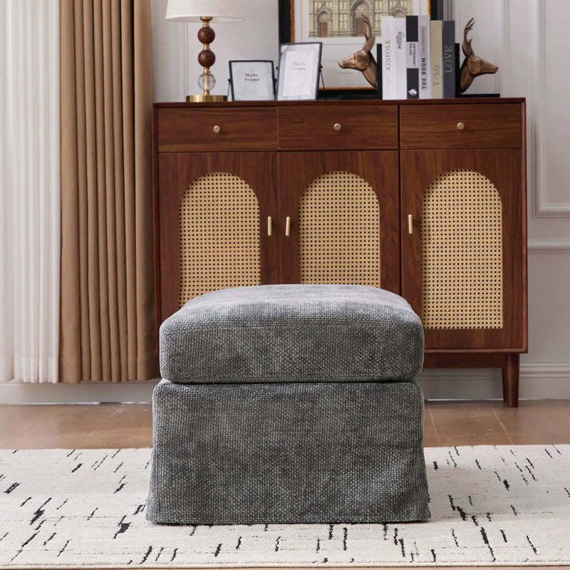 Wide Modern Upholstered Ottoman Foot Stool by Unique Piece Furniture
