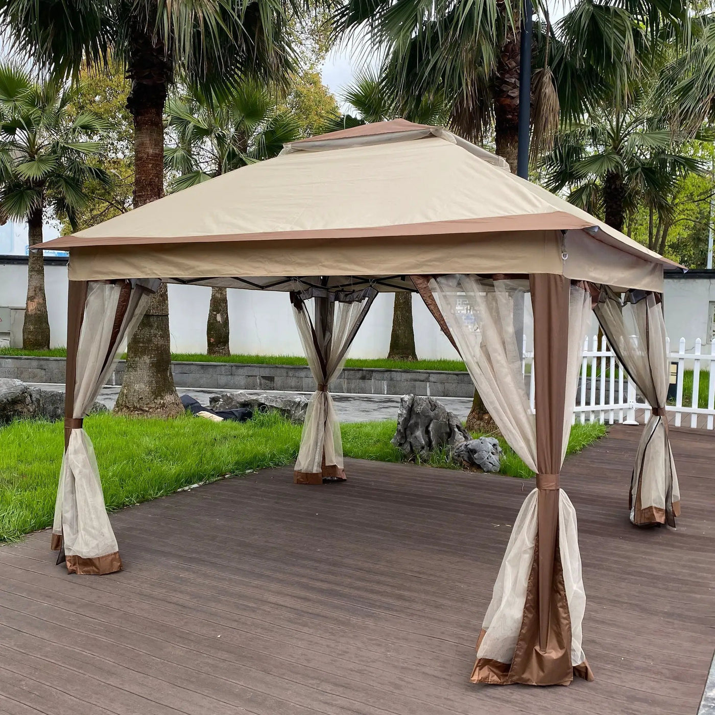 Outdoor Pop Up Gazebo Canopy With 2 Tier Soft Top And Removable Zipper Netting by HouseOfZazla