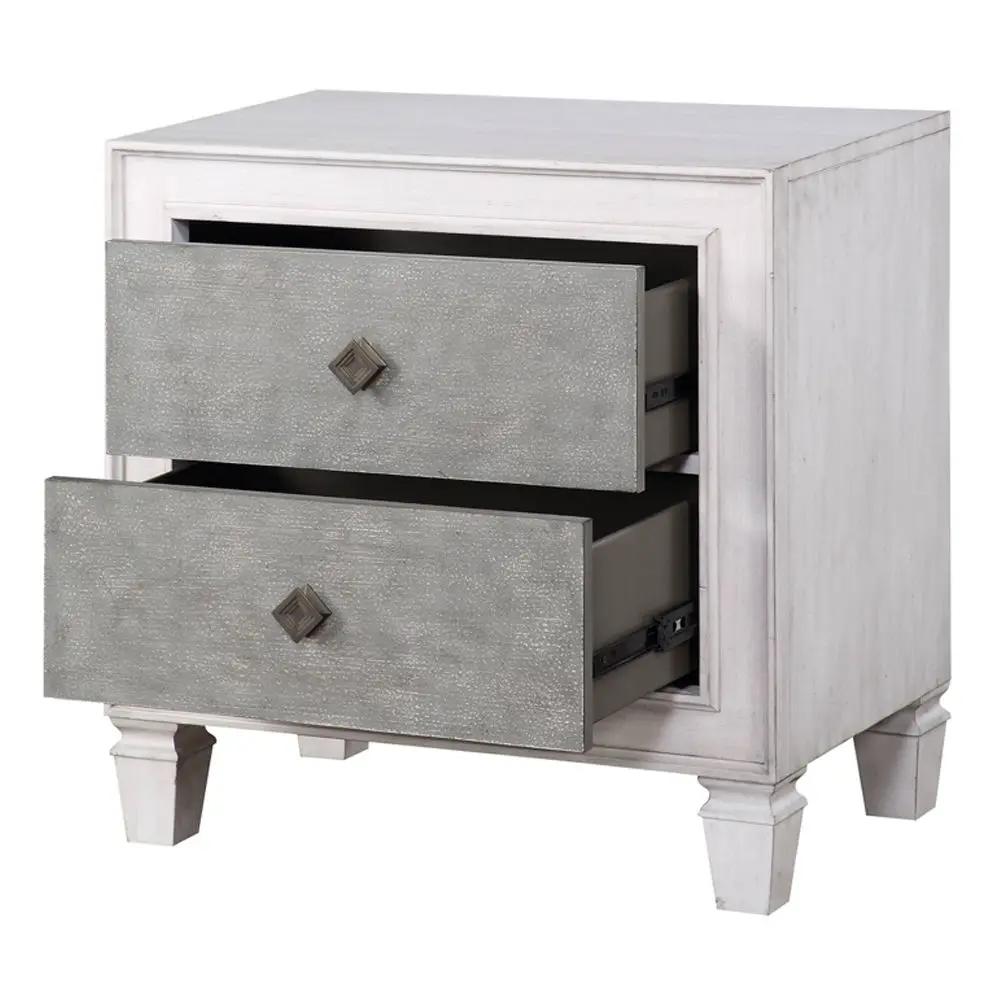 Katia - Nightstand - Rustic Gray & Weathered White by Unique Piece Furniture
