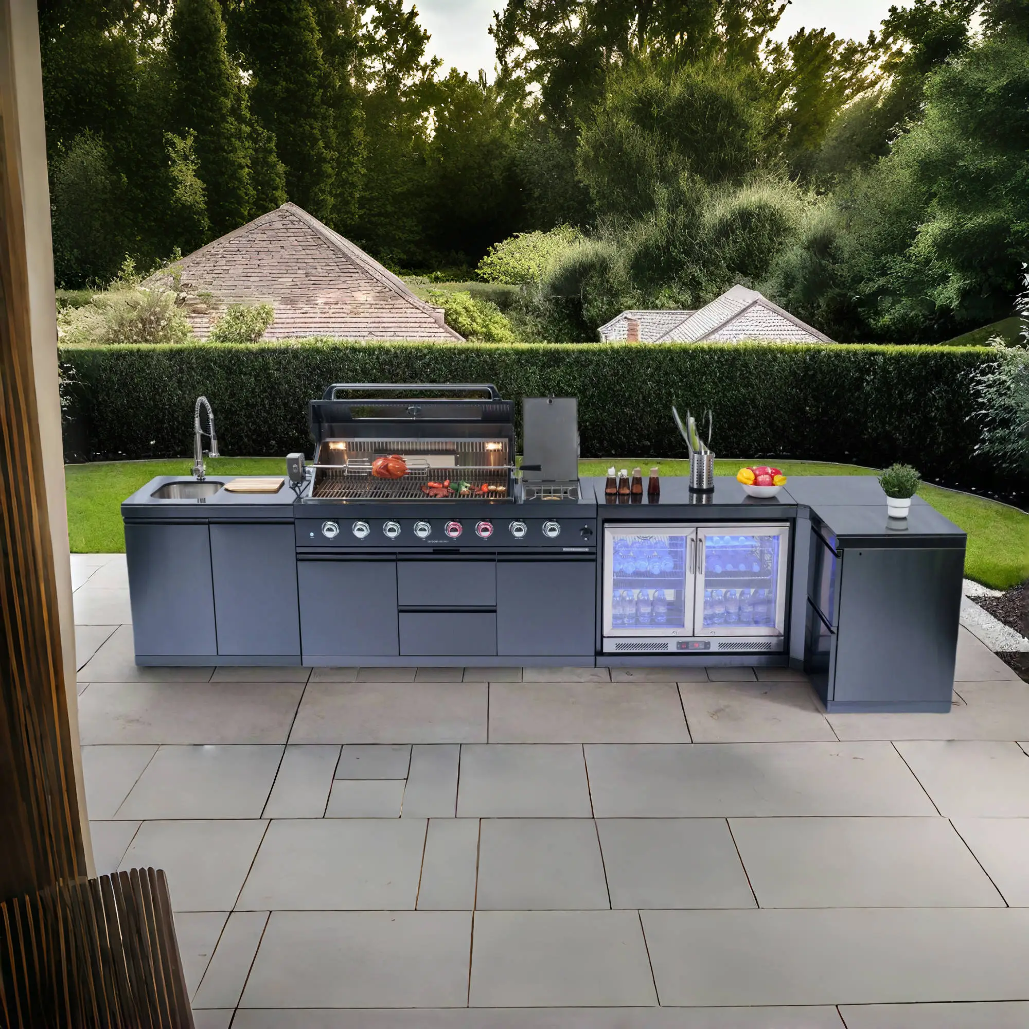 Deluxe 62-Inch Gas Outdoor Kitchen Grill with Wine Cooler by HouseOfZazla