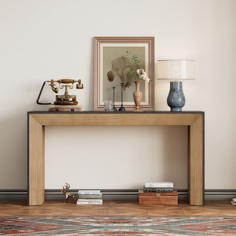 Mirod Elegant Console Table with Fireplace Design – Wood Veneer