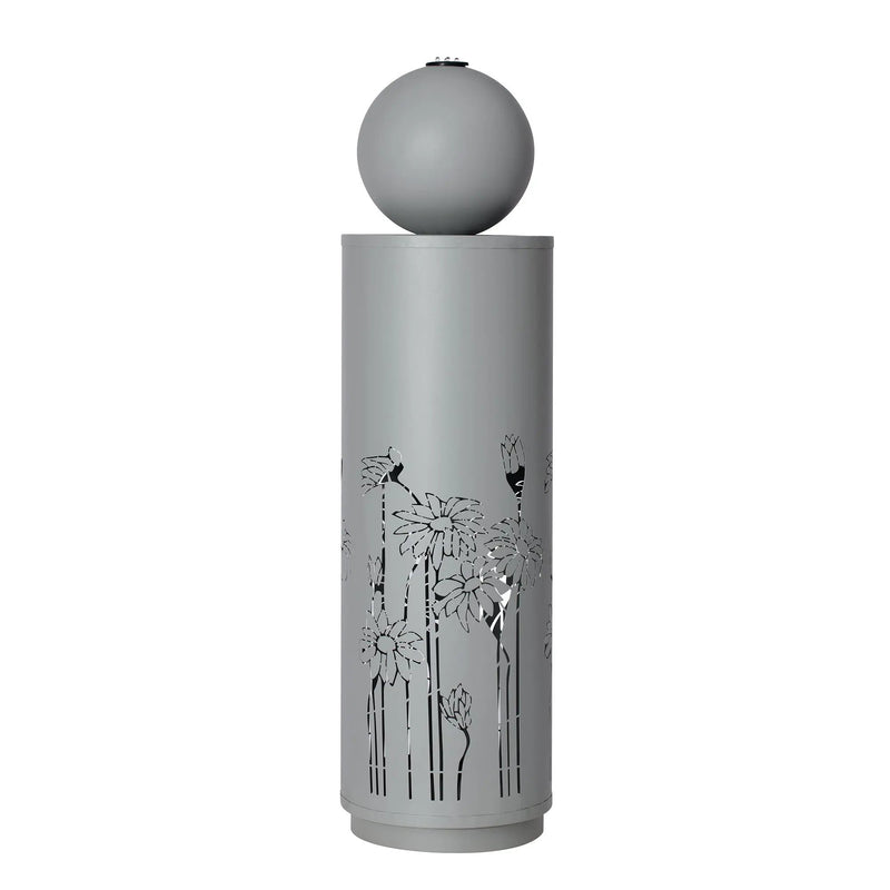 34.25'H Light Gray Metal Cutout Outdoor Water Fountain with LED Lights by HouseOfZazla