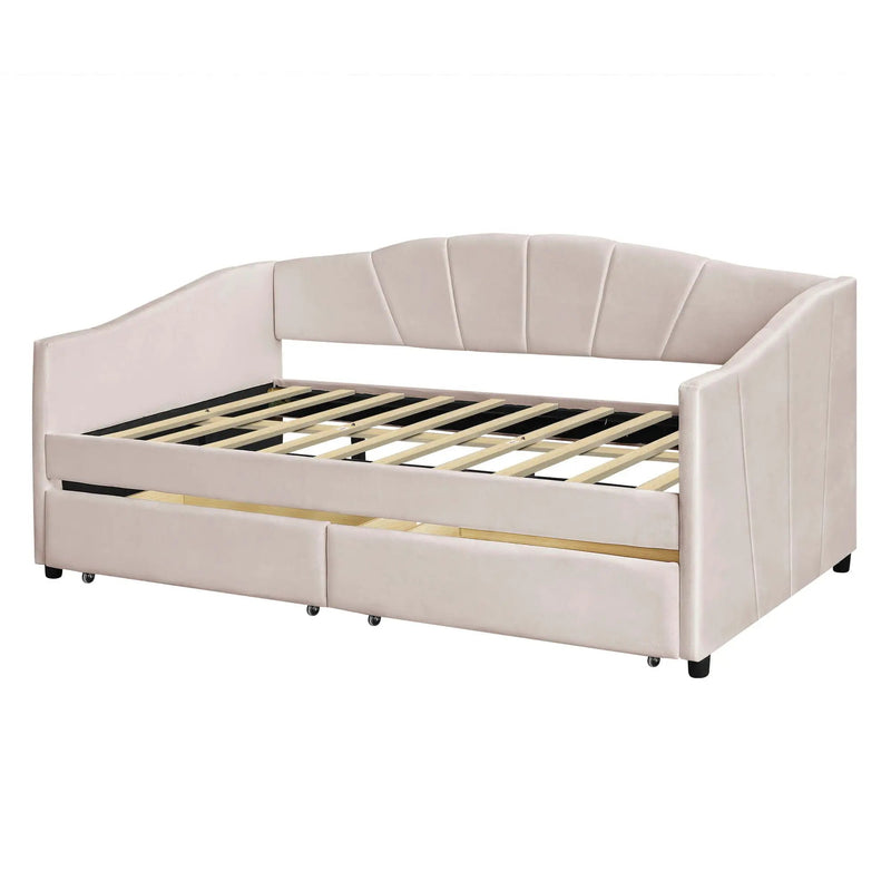 Upholstered Daybed With Two Drawers And Wood Slat by Unique Piece Furniture