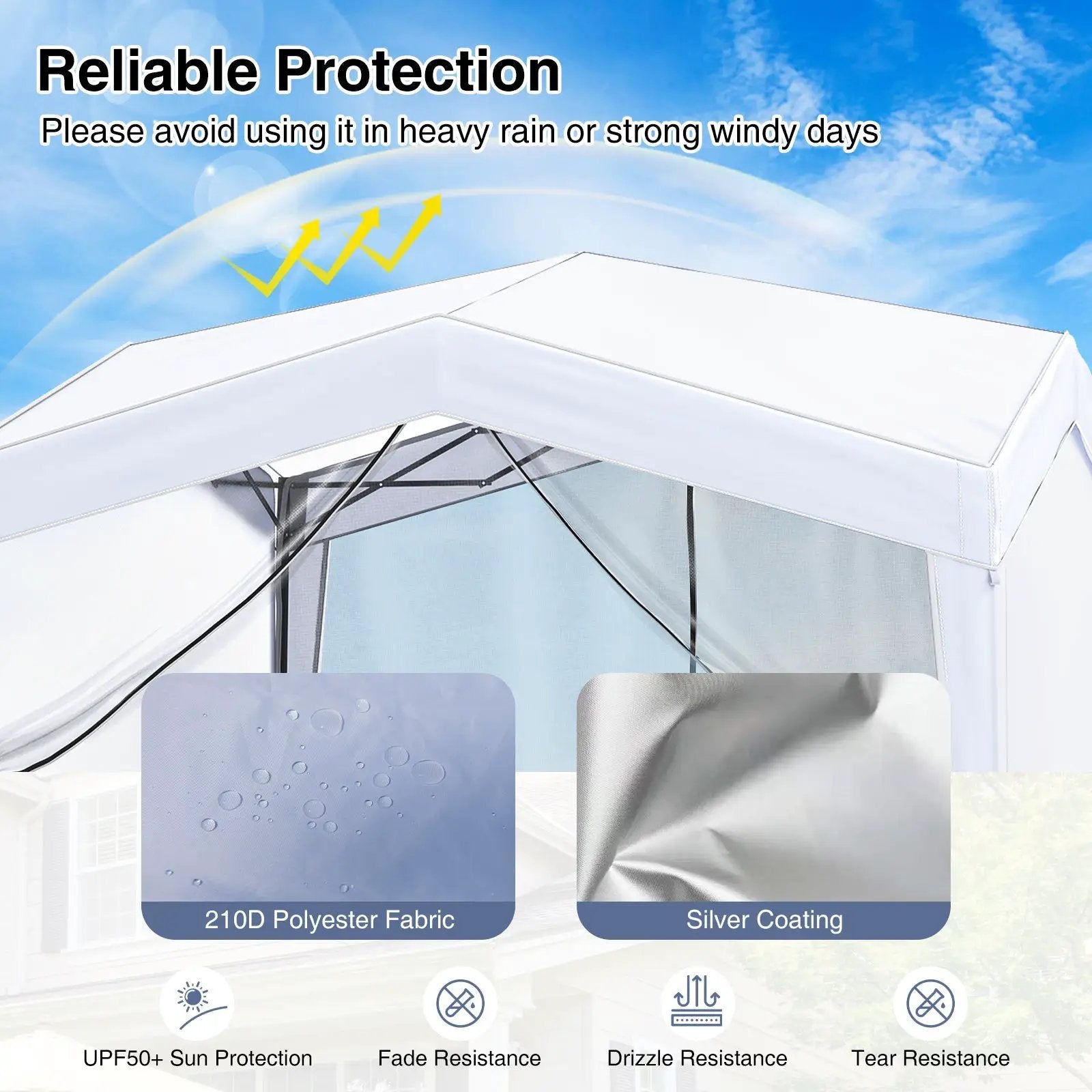 Pop up Canopy Tent wiht 4 Sidewalls Mesh Netting Wheeled Bag-White by DirectDeals