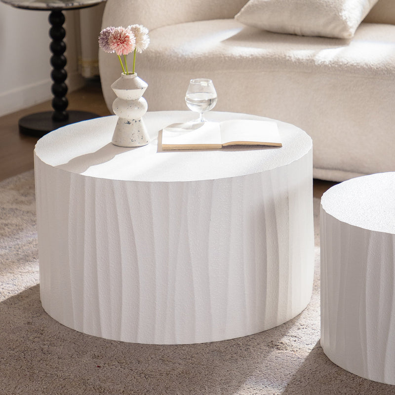 Nesting Coffee Table Set of 2 Round Wooden Tables by HouseOfZazla
