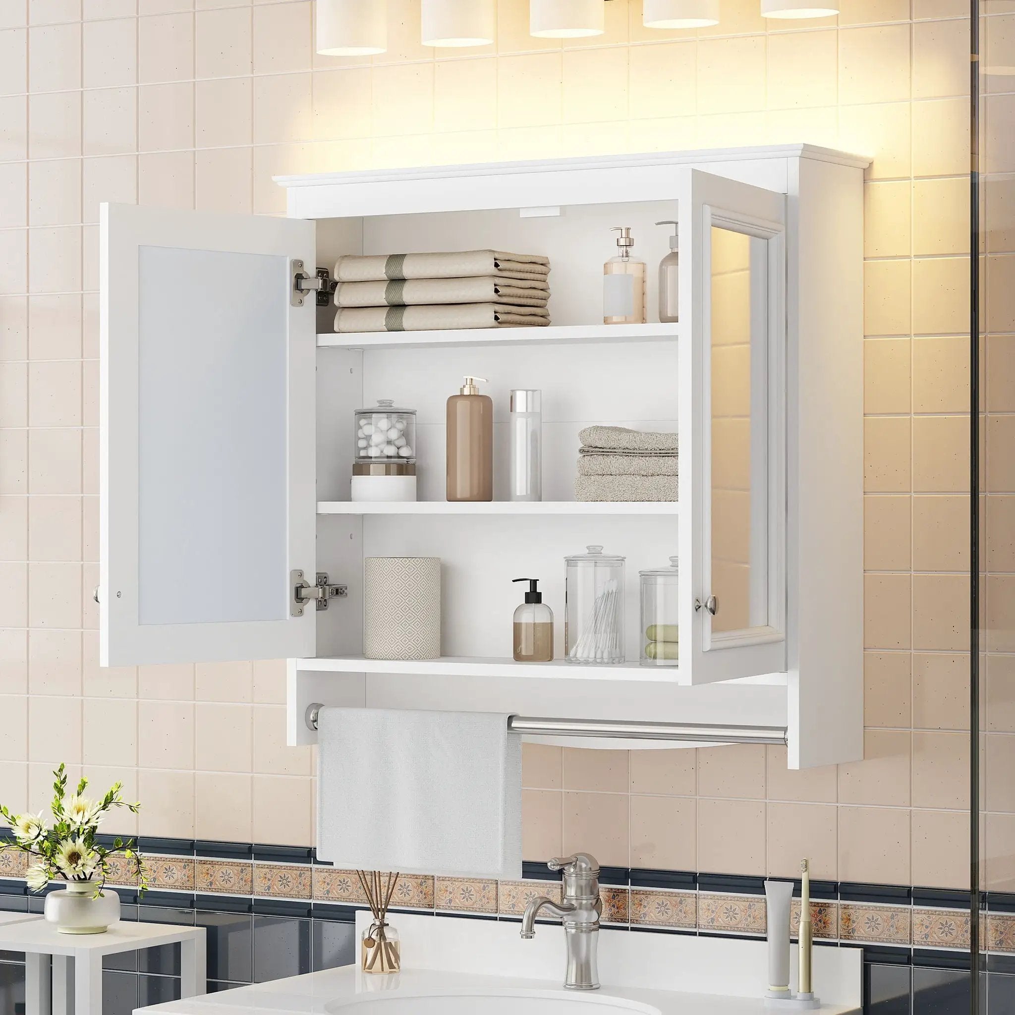 Modern Wall-Mounted Mirror Cabinet With Adjustable Shelves, Soft-Close Doors, High-Definition Mirror by Unique Piece Furniture