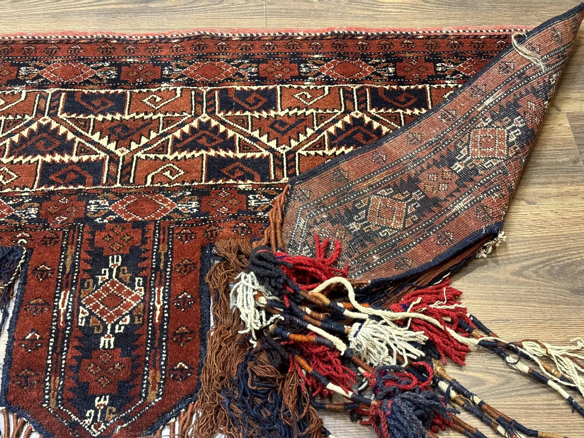 Antique Afghan Beshir Tent Header Textile Rug, Tribal Collectible, Wool by Jewel Rugs