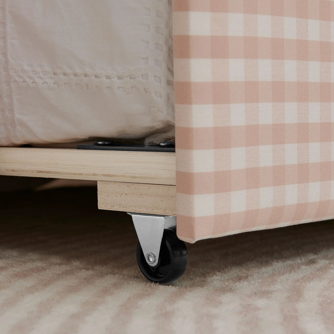 Gingham Daybed With USB Charging Port, Wave Shaped Design by HouseOfZazla
