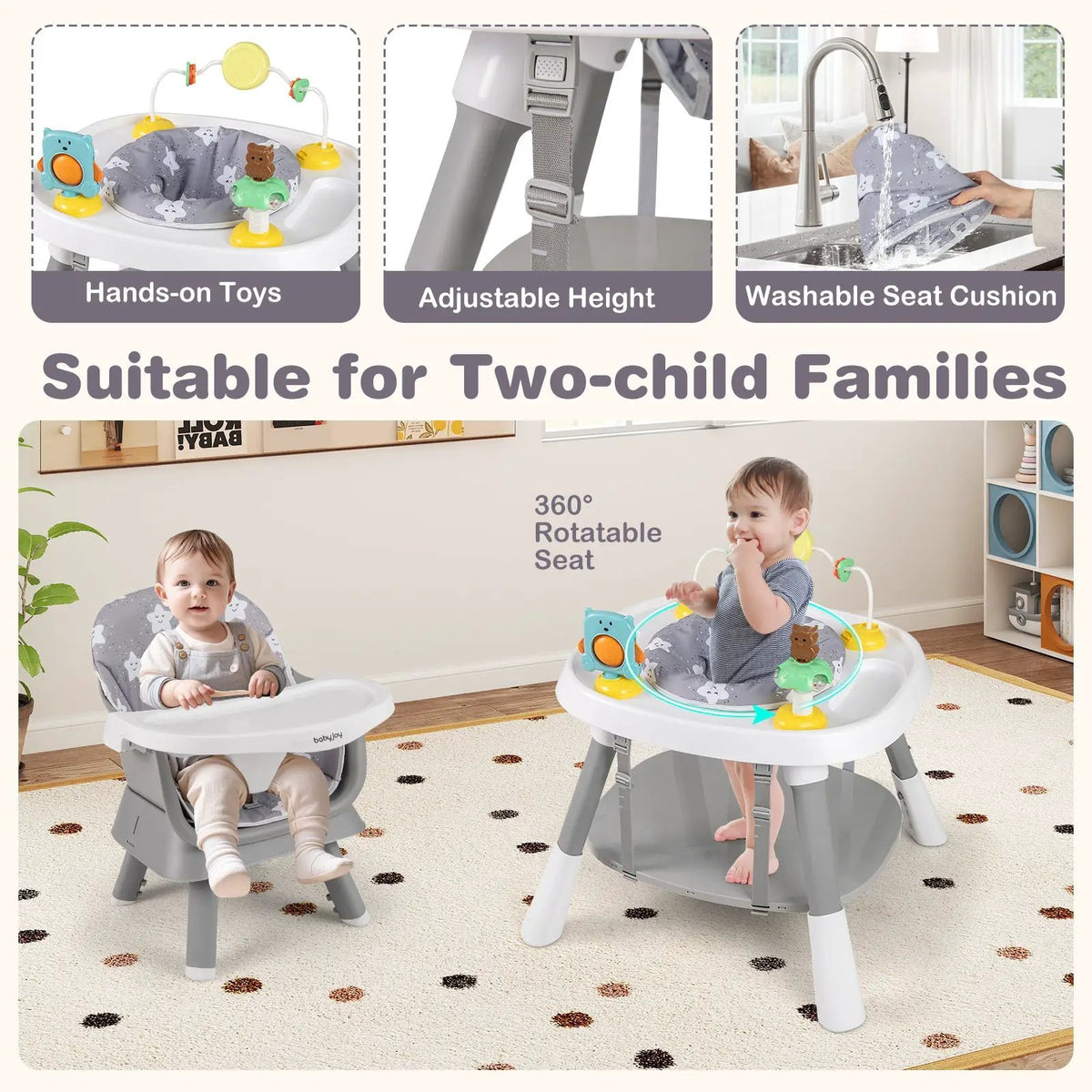 16-in-1 Baby High Chair with Activity Center and Booster Seat for Babies and Toddlers by DirectDeals