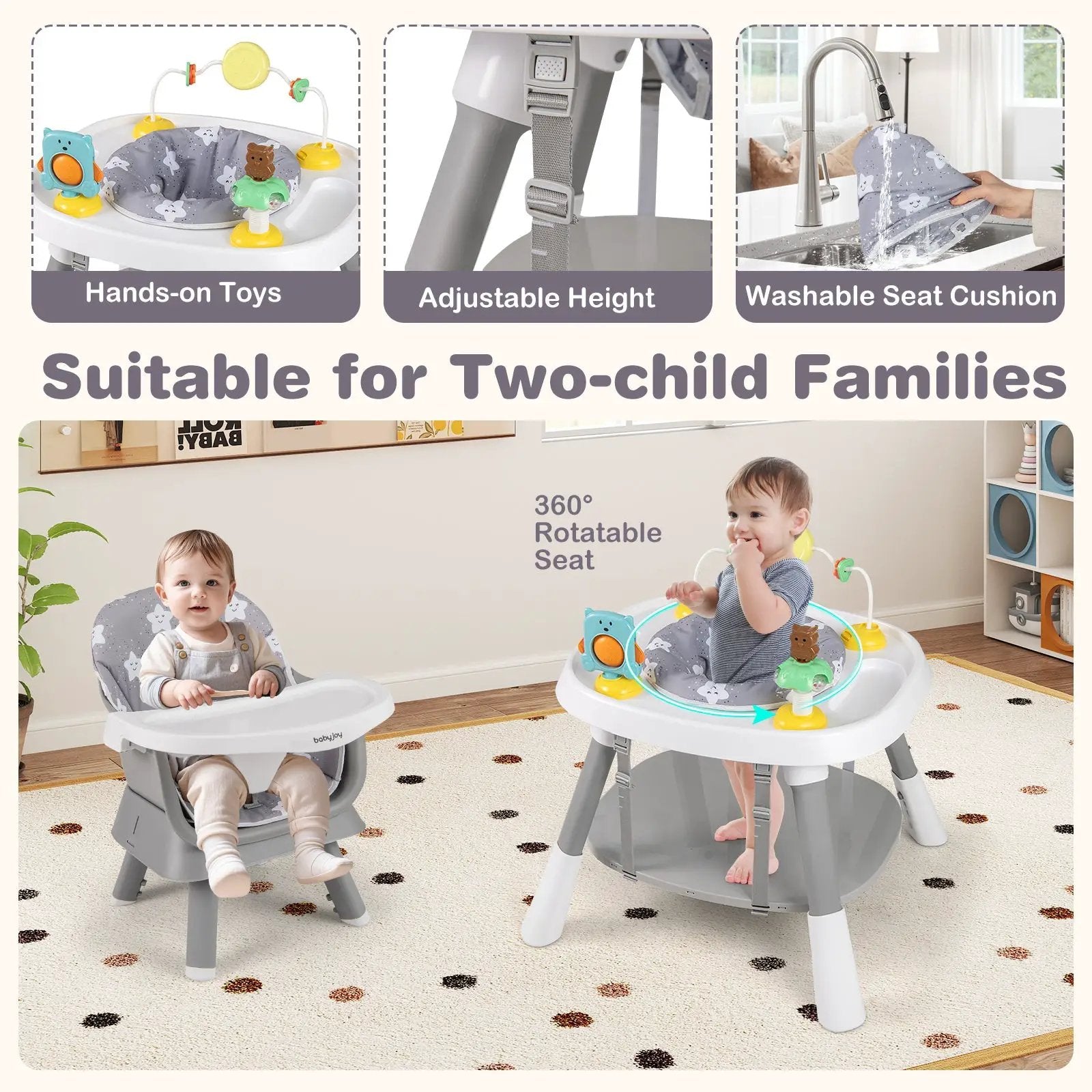 16-in-1 Baby High Chair with Activity Center and Booster Seat for Babies and Toddlers by DirectDeals