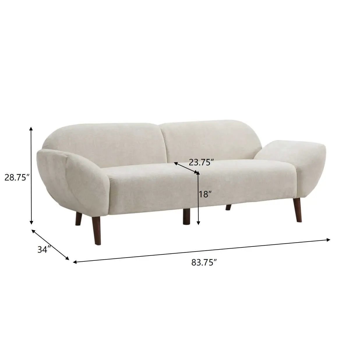 Cloud Haven Curved 3 Seater Modern Upholstered Chenille Sofa by HouseOfZazla