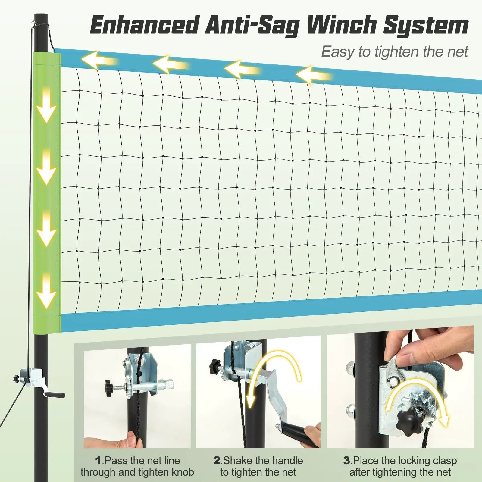 Portable Outdoor Volleyball Net Set Heavy-Duty Volleyball Net System by DirectDeals