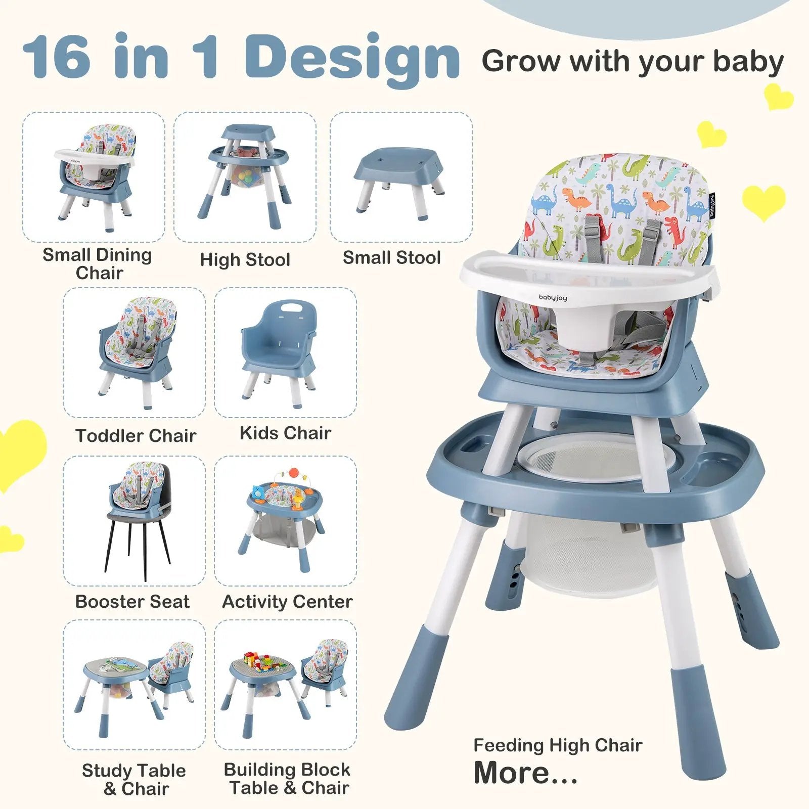 16-in-1 Baby High Chair with Activity Center and Booster Seat for Babies and Toddlers by DirectDeals