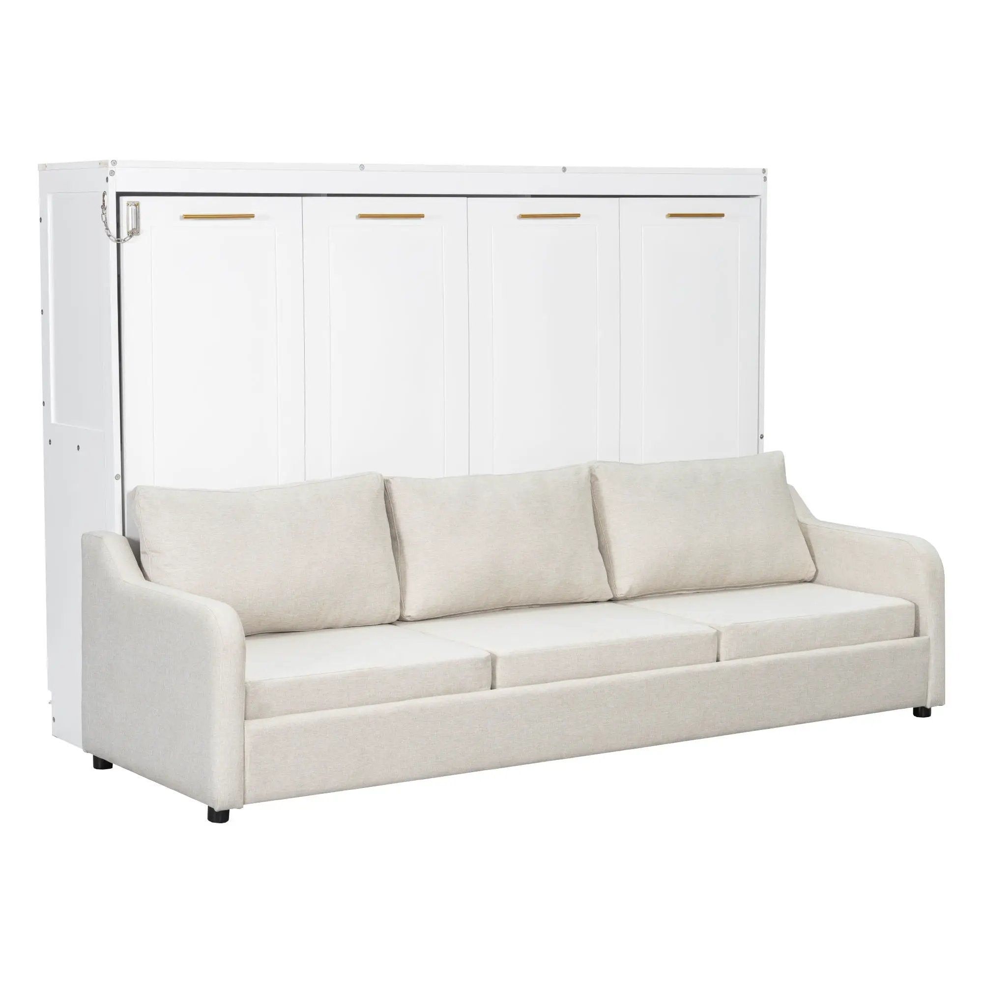 Murphy Cabinet Bed With Folding Sofa, Built In Storage Shelves And LED Light by Unique Piece Furniture