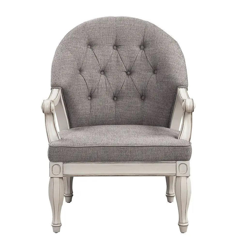 Florian - Chair - Gray Fabric & Antique White by Unique Piece Furniture