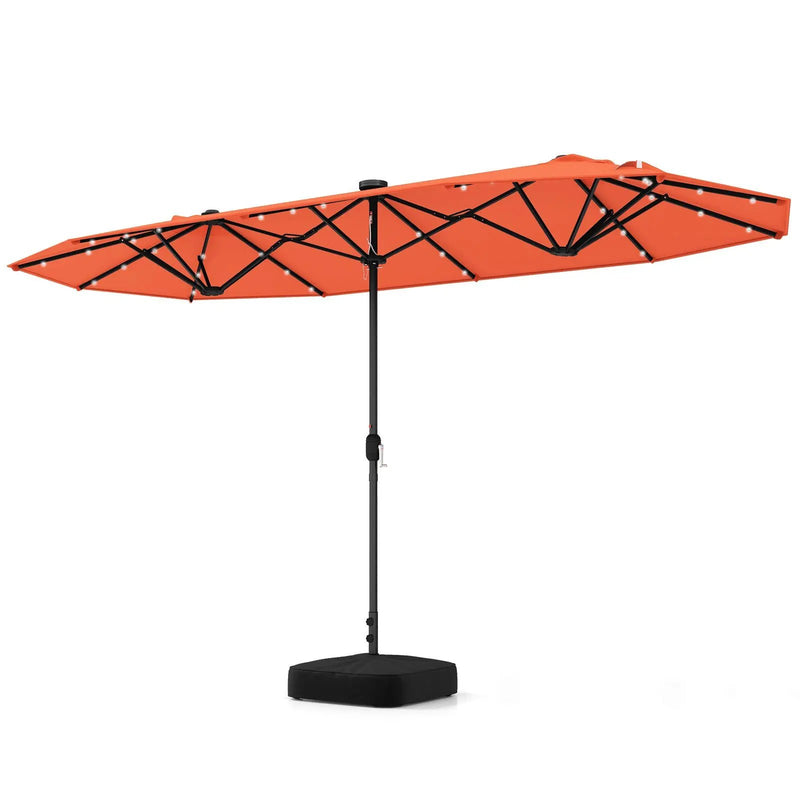 13FT Double-sided Patio Umbrella with Solar Lights for Garden Pool Backyard by DirectDeals