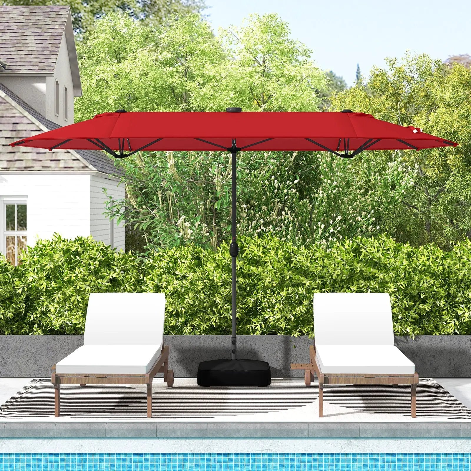 13FT Double-sided Patio Umbrella with Solar Lights for Garden Pool Backyard by DirectDeals