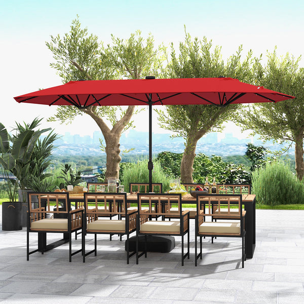 13FT Double-sided Patio Umbrella with Solar Lights for Garden Pool Backyard, photo 2 of 14