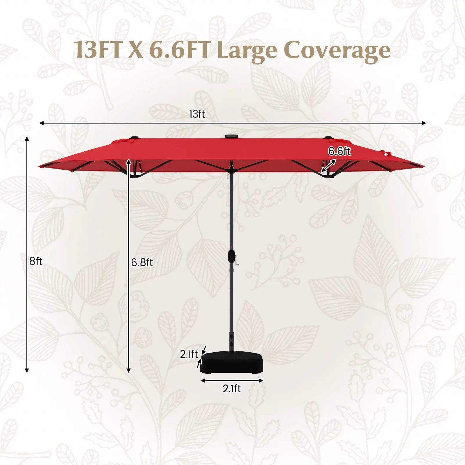 13FT Double-sided Patio Umbrella with Solar Lights for Garden Pool Backyard by DirectDeals