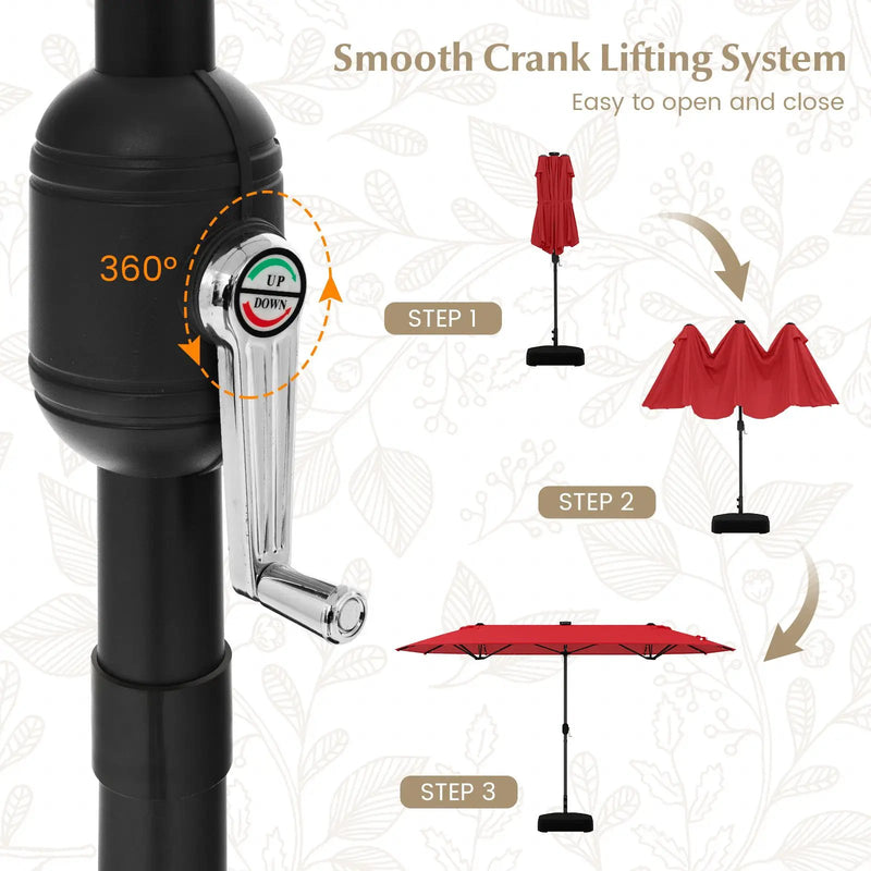 13FT Double-sided Patio Umbrella with Solar Lights for Garden Pool Backyard by DirectDeals