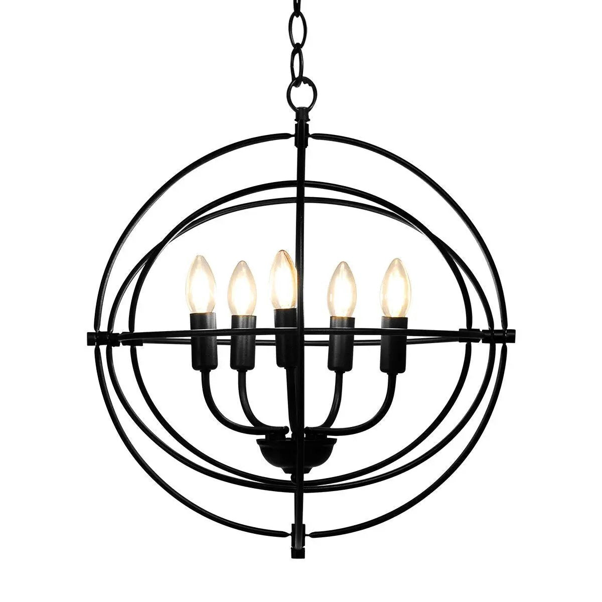 20 Inch 5 Lights Metal Chandelier with Pivoting Interlocking Rings by DirectDeals