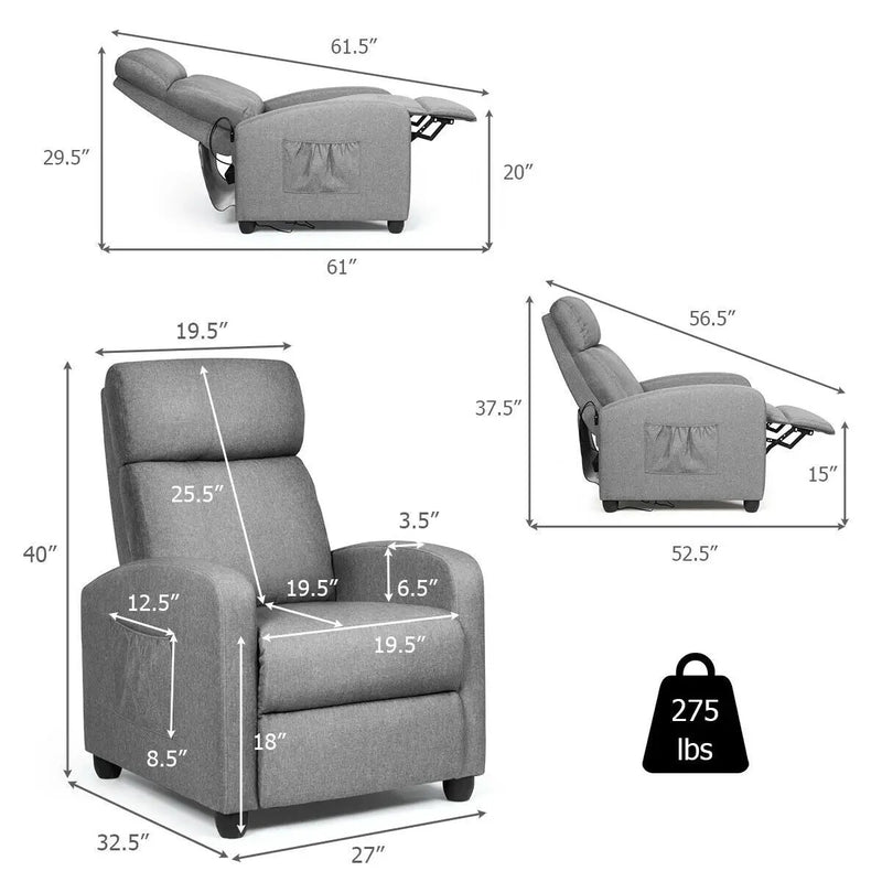 Recliner Sofa Wingback Chair with Massage Function by DirectDeals
