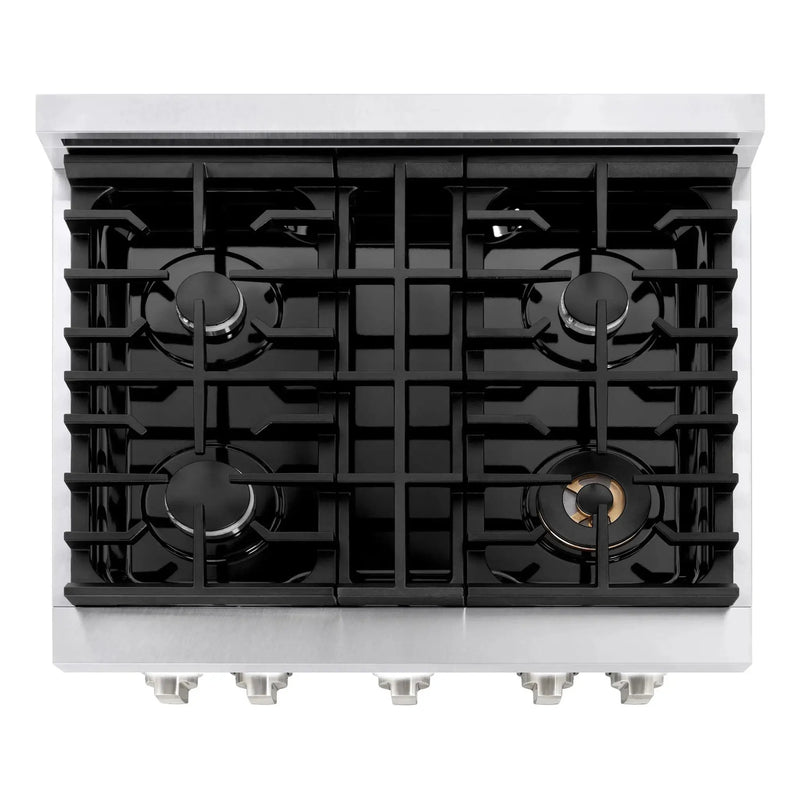 ZLINE 30"Paramount Dual Fuel Range DuraSnow® Stainless Steel SDRS-30 by Farmhouse Kitchen and Bath